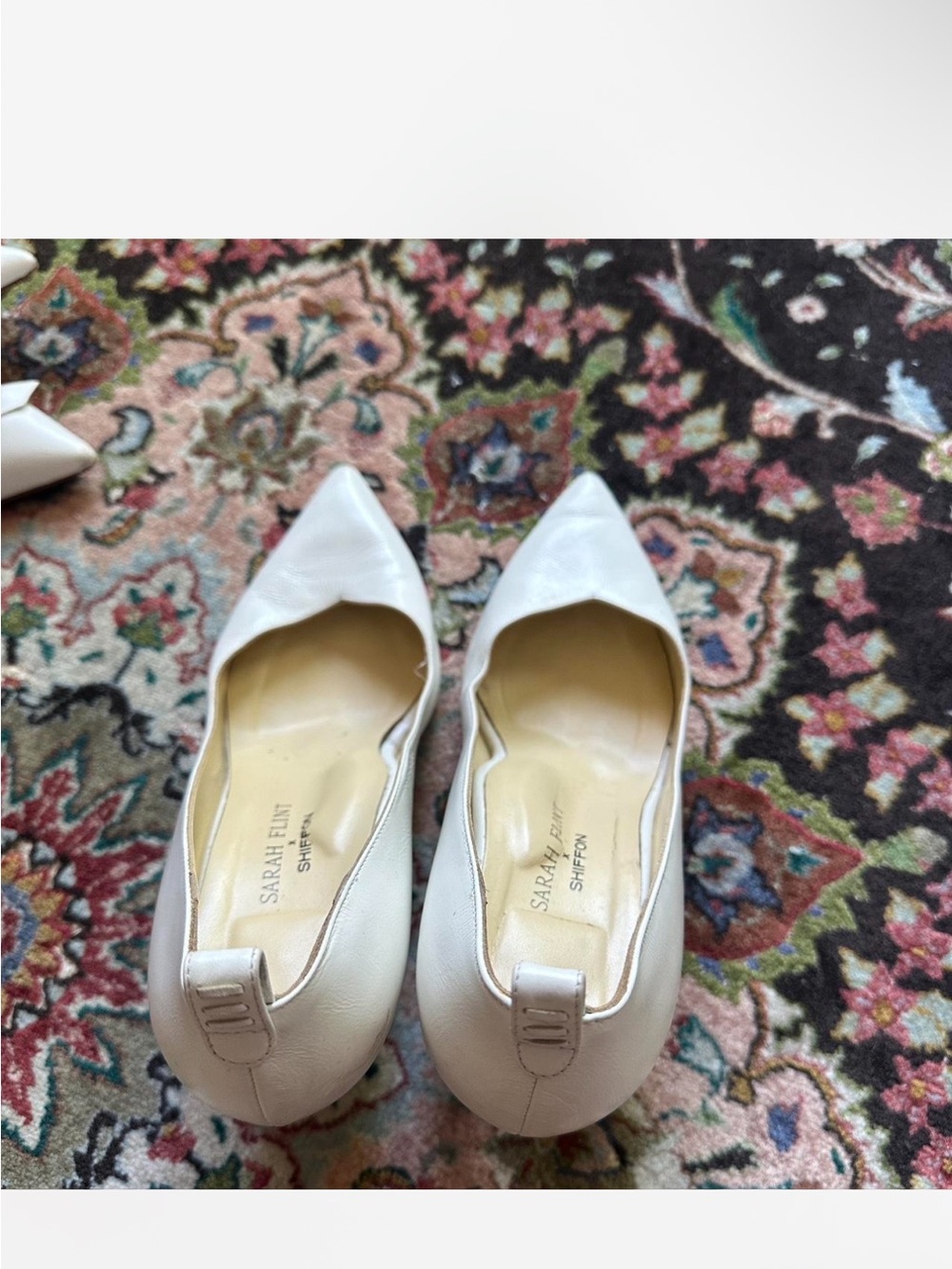 Sarah flint x shiffon White leather pumps with pointed toe and stiletto heel - Picture 4 of 4